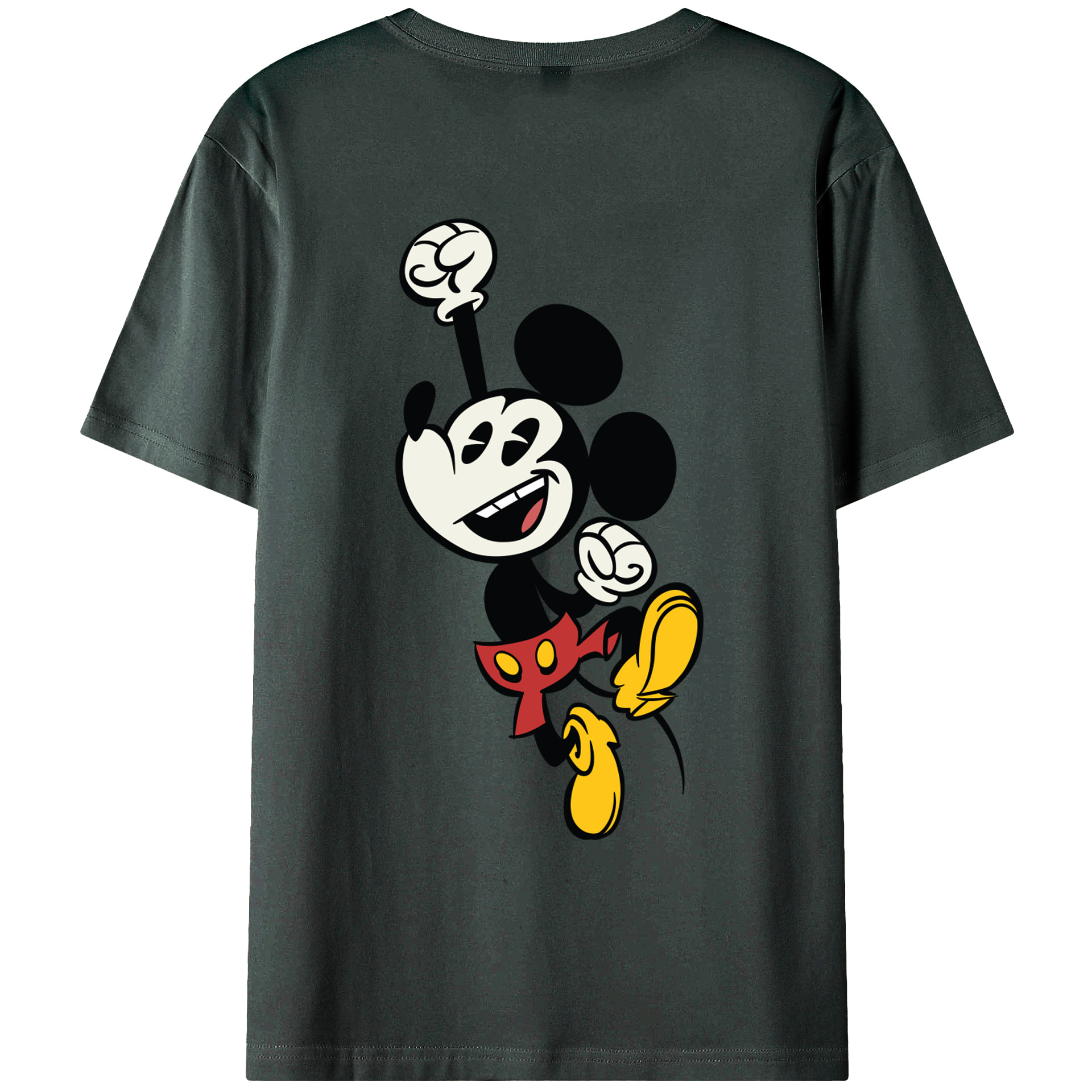 ミッキーマウス Mickey Mouse 綿100％ メンズ半袖Tシャツ（バックプリント） 通気性